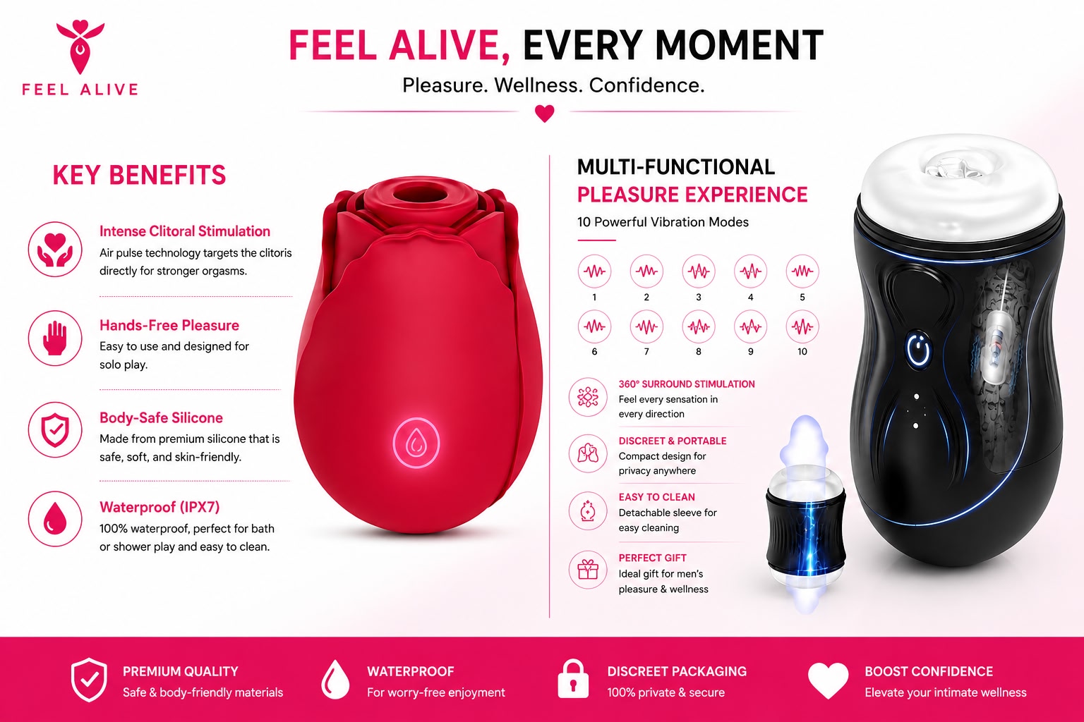 Feel Alive Ultimate Pleasure Gift Set – Premium Couple Wellness Collection