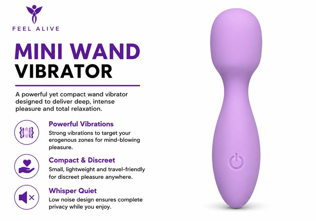 Feel Alive Mini Wand Vibrator – USB Rechargeable | 10 Vibration Modes | Waterproof