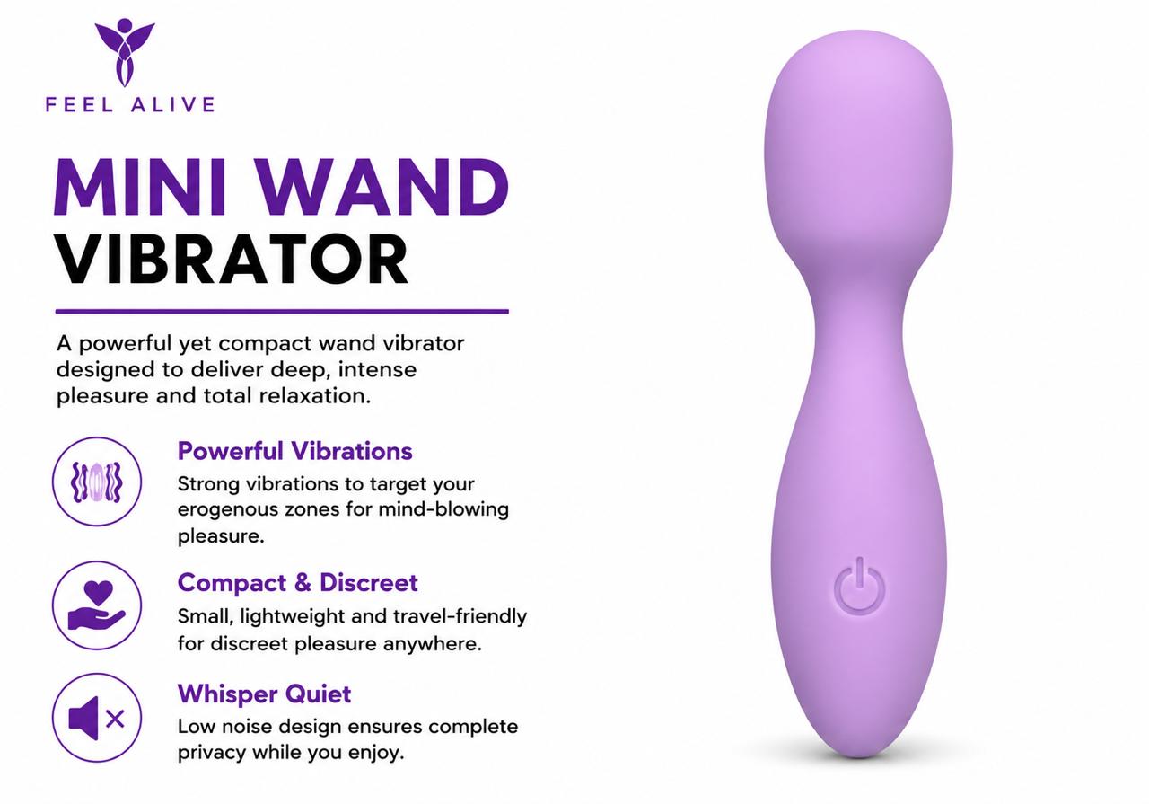 Feel Alive Mini Wand Vibrator – USB Rechargeable | 10 Vibration Modes | Waterproof