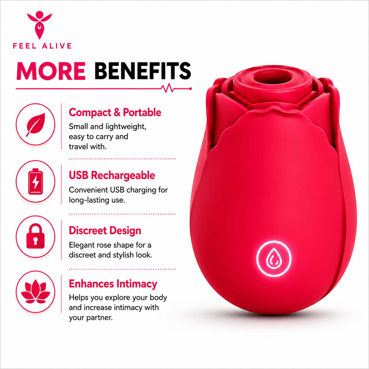 Feel Alive Rose Suction Vibrator