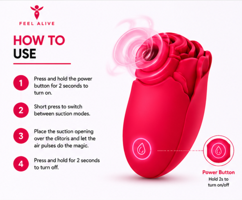 Feel Alive Rose Suction Vibrator