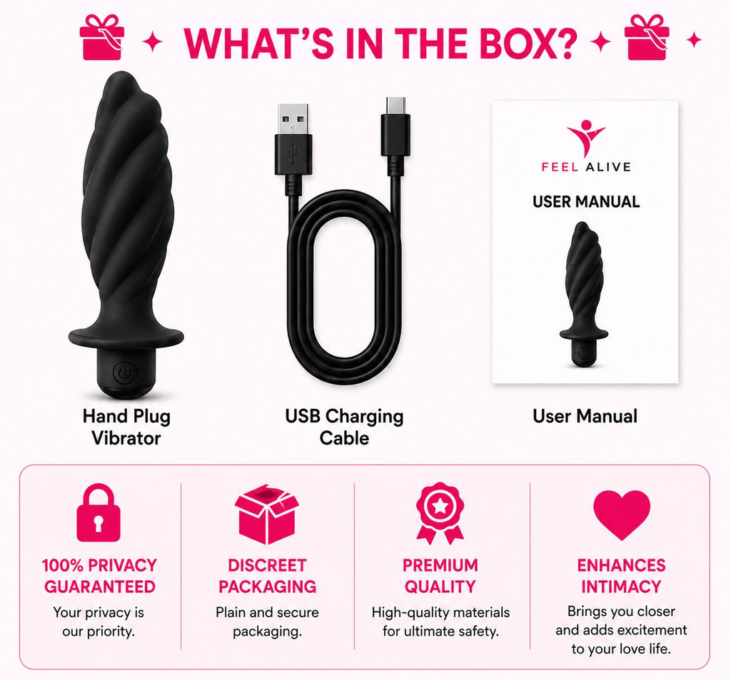 Feel Alive Twisted Hand Plug Vibrator – 10 Vibration Modes