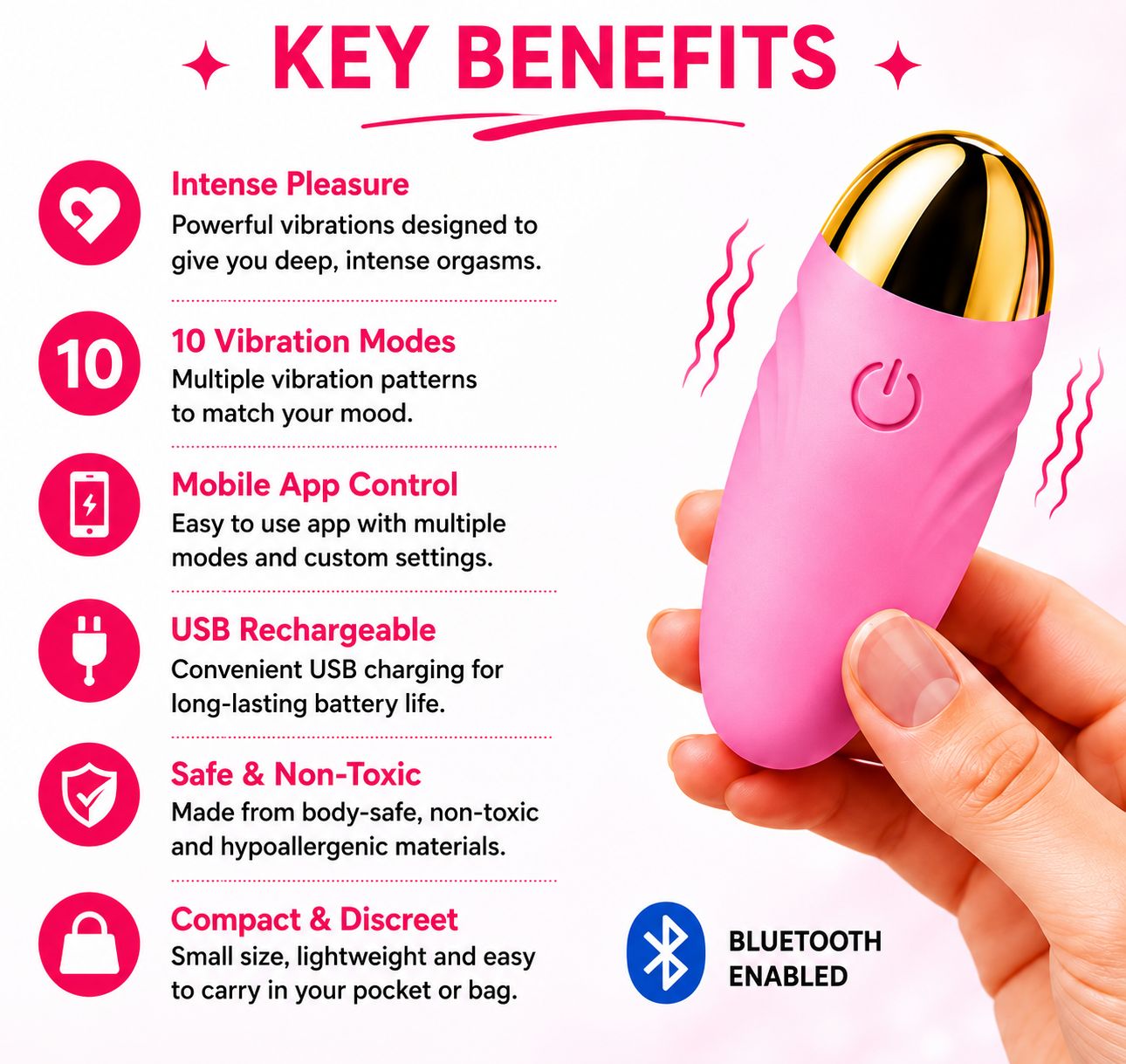 Feel Alive APH Vibrator – App Controlled Waterproof Massager with 10 Vibration Modes