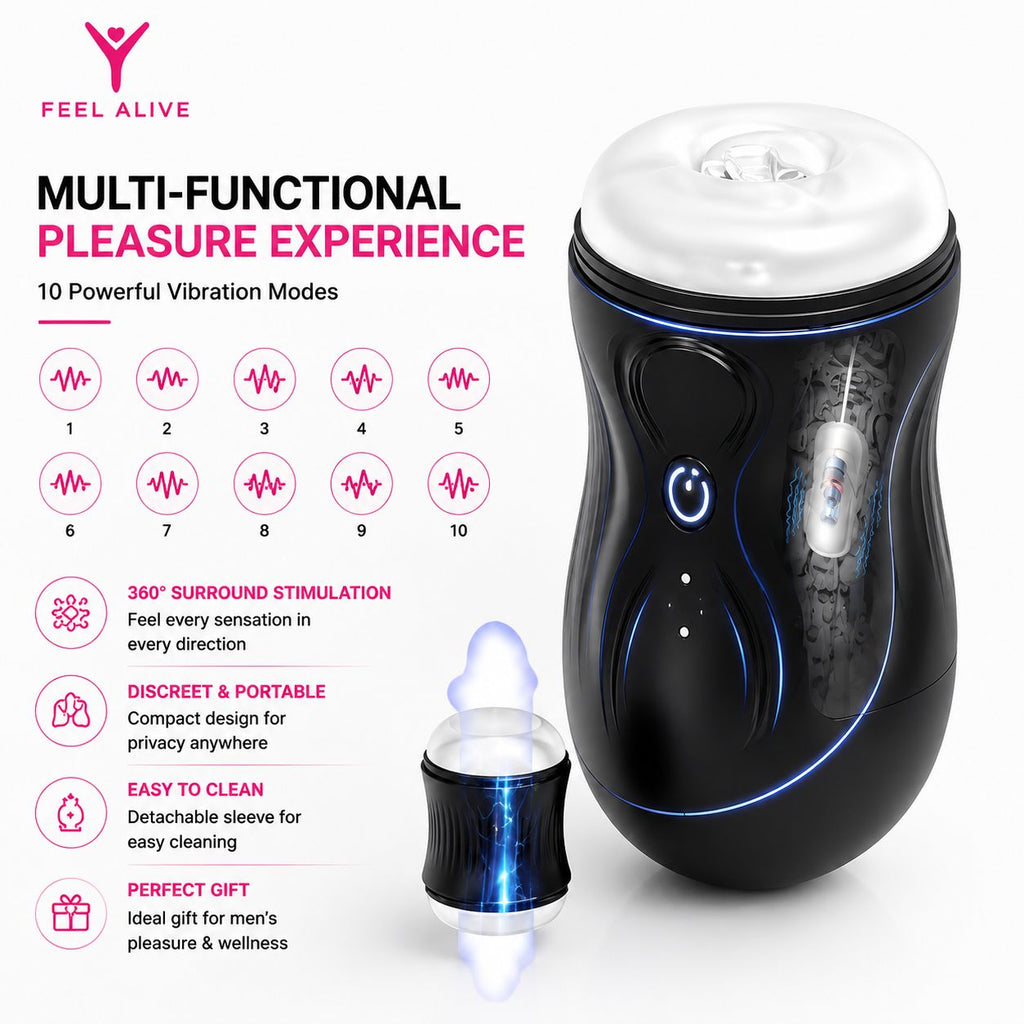 Feel Alive Automatic Male Masturbator Cup – 10 Vibration Modes