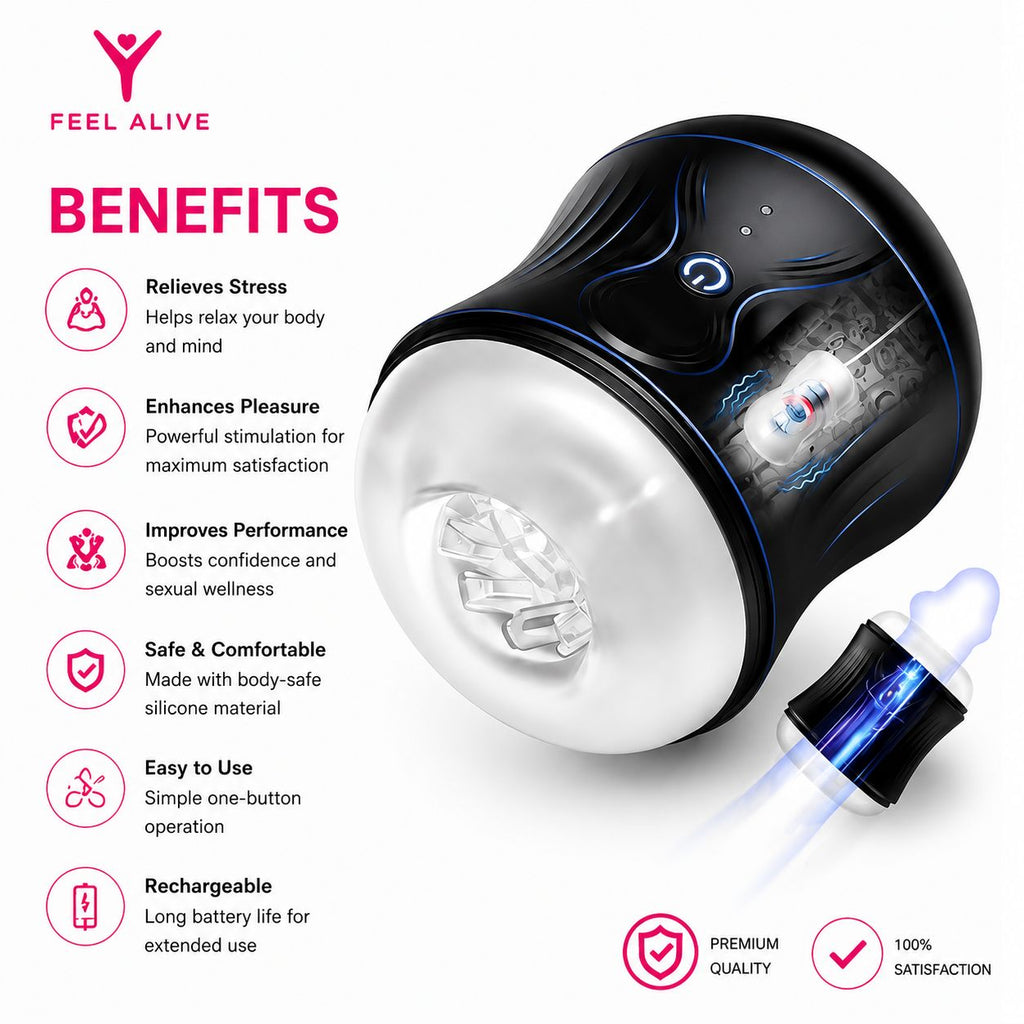 Feel Alive Automatic Male Masturbator Cup – 10 Vibration Modes