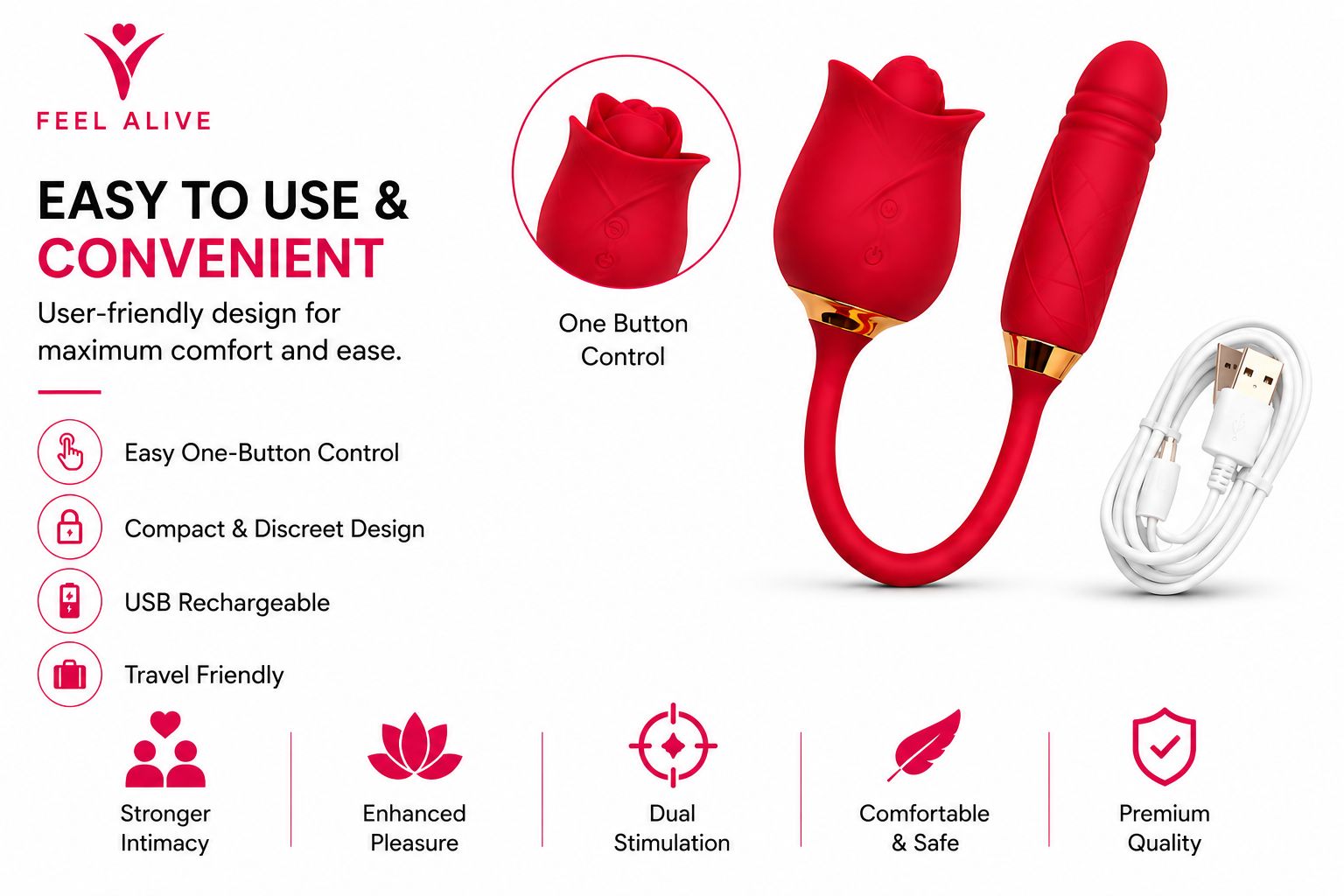Feel Alive Rose Duo Vibrator