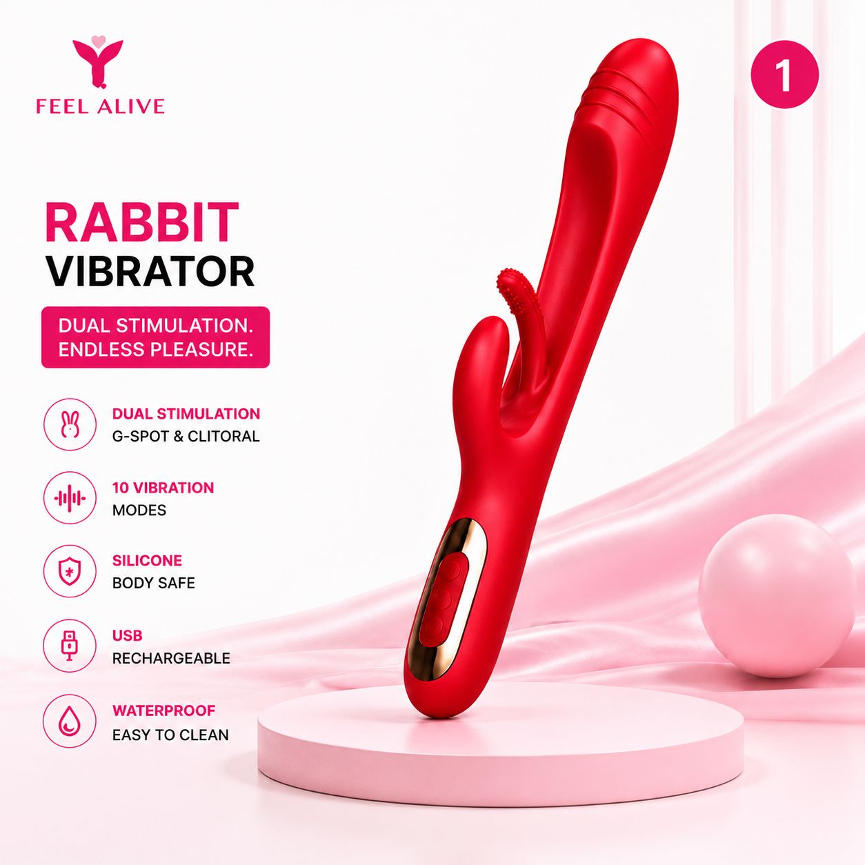 Feel Alive Rabbit Vibrator – Dual Stimulation G-Spot Massager