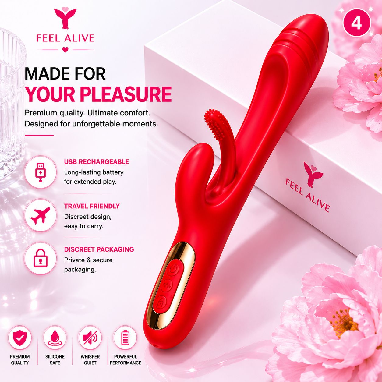 Feel Alive Rabbit Vibrator – Dual Stimulation G-Spot Massager